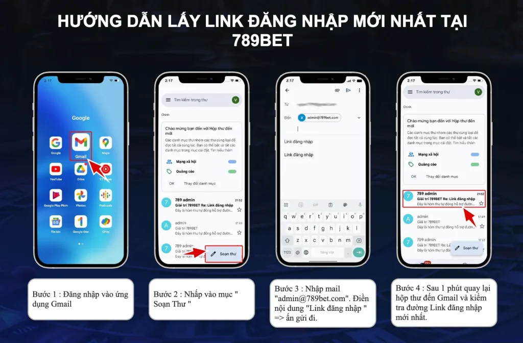 Người chơi có thể nhận thông báo email để lấy link đăng nhập 789Bet chính hãng